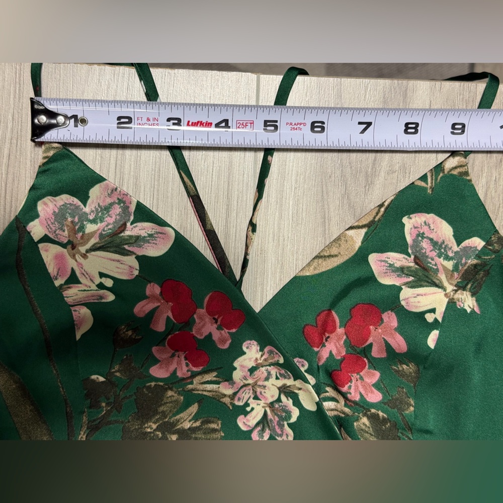 Lulu's Still the One Emerald Green Floral Print Satin Maxi Dress - Picture 16 of 16